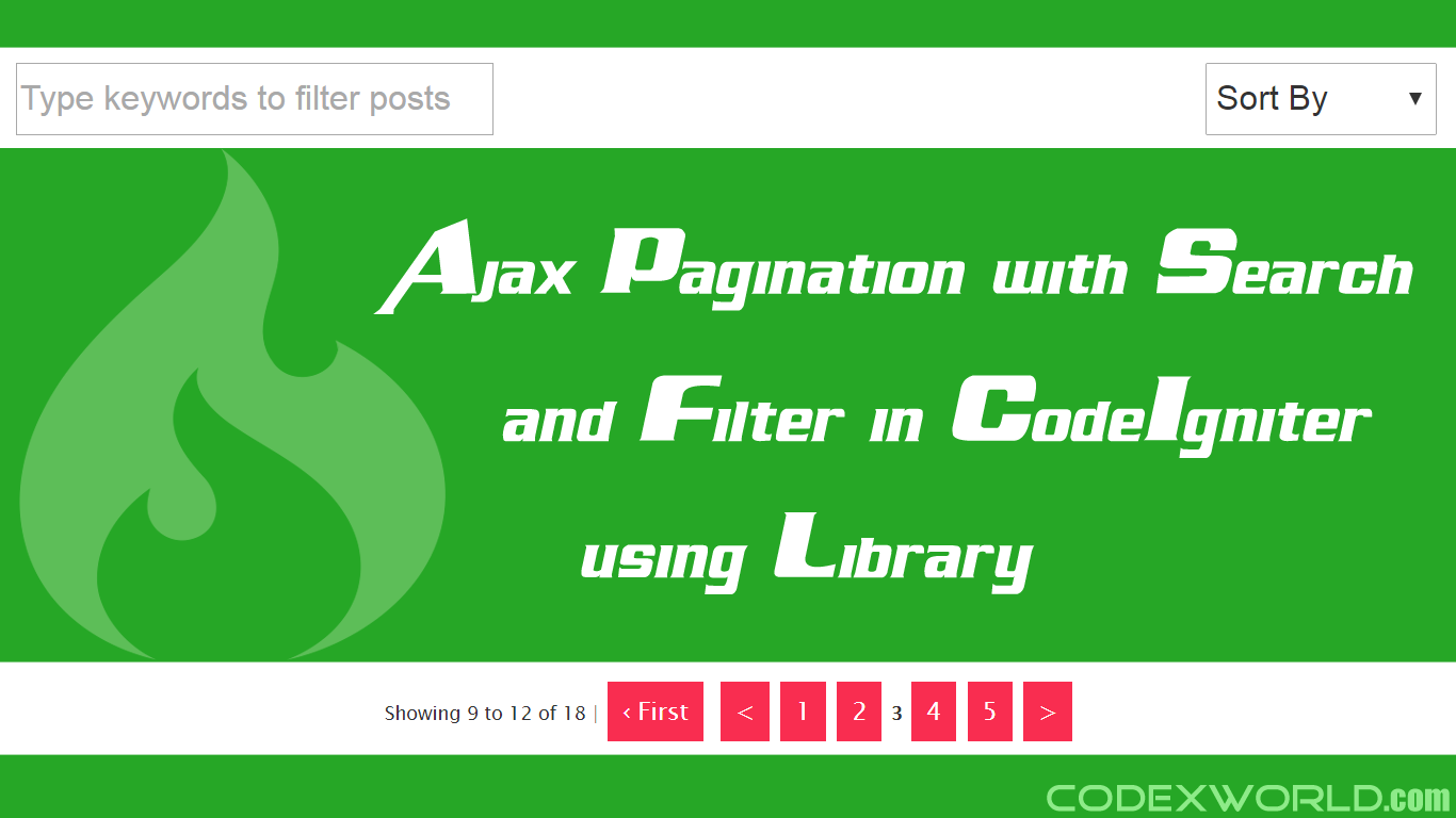 Ajax Pagination With Search And Filter In CodeIgniter - CodexWorld