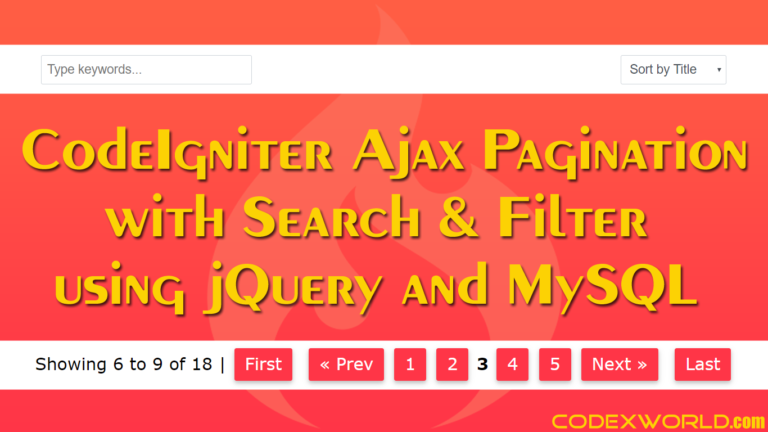 Ajax Pagination With Search And Filter In CodeIgniter - CodexWorld