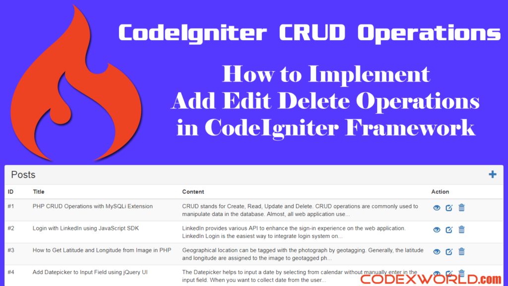 Codeigniter Crud Create Read Update Delete Tutorial For Beginners Hot Sex Picture 6065