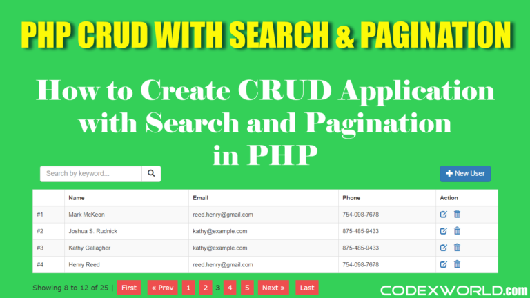 PHP CRUD Operations With Search And Pagination - CodexWorld