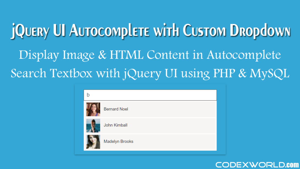 Autocomplete Textbox With Multiple Values Using Jquery Php And Mysql Codexworld 